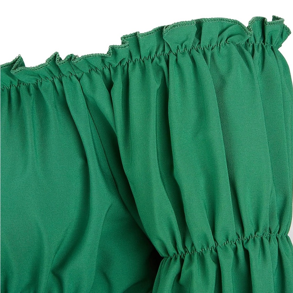 Green Off-Shoulder Smocked Top - Picture 4 of 7
